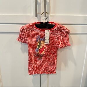 NWT Urban outfitters kimchi blue red gingham cherry print baby tee size small